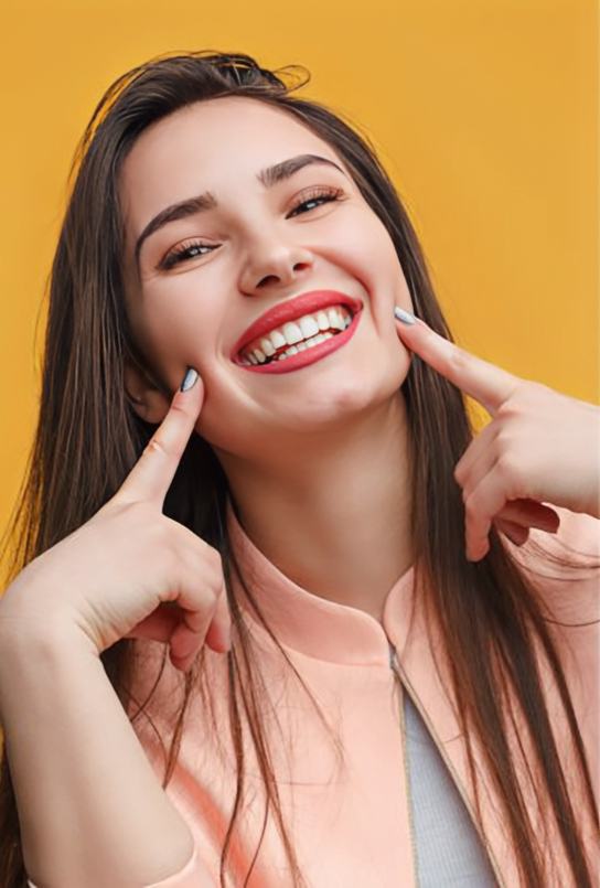 Lady shows off pretty smile